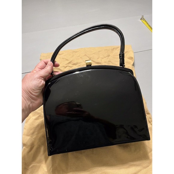 Theodor Of California Handbags - Vintage Theodor Of California Black Patent Leather Handbag Purse Clasp